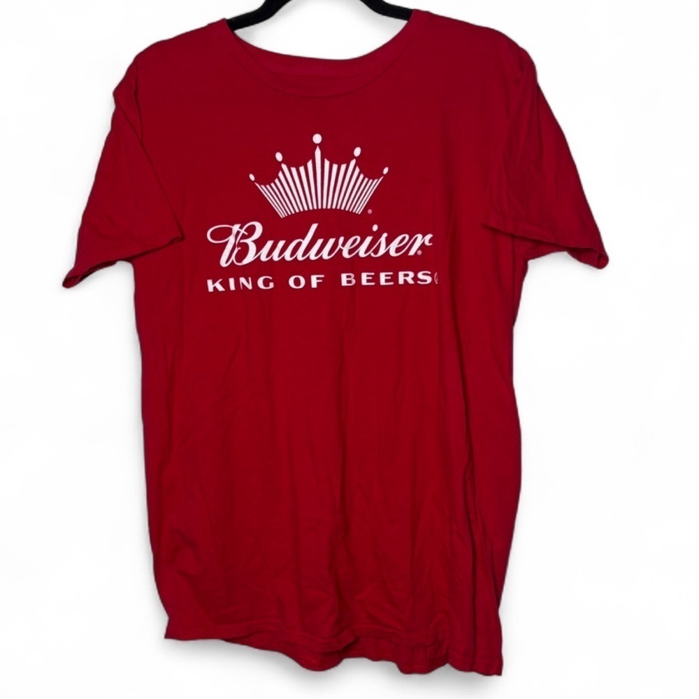 Budweiser King of Beers Red Graphic T-Shirt Hanes Size Large